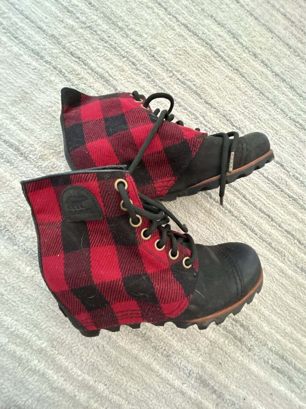 Sorel Joan of Arctic Wedge Buffalo Plaid Boots